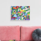 Achtergrondpatroon van wilde dieren canvas afdruk (Insitu (Woonkamer))