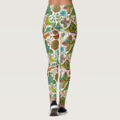 Achtergrondpatroon voor bloemen en vogels leggings (Achterkant)