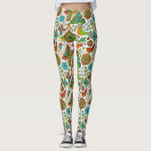 Achtergrondpatroon voor bloemen en vogels leggings (Voorkant)