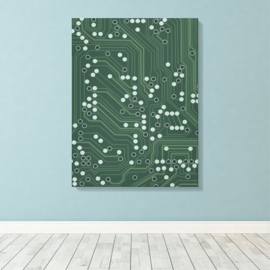 Achtergrondpatroontkunst van het groene circuit canvas afdruk (Insitu (Houten vloer))
