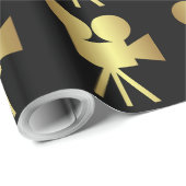 Achtergrondplaat oude filmcamera met metaal gouden cadeaupapier (Rol Hoek)