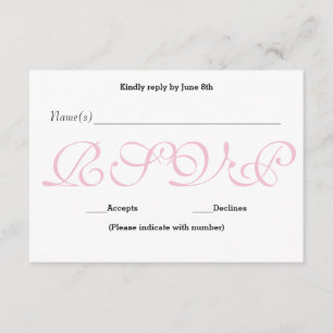 Achtergrondroze - RSVP-reactiekaart voor ontvangst RSVP Kaartje