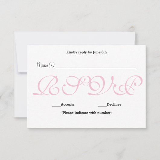 Achtergrondroze - RSVP-reactiekaart voor ontvangst RSVP Kaartje (Voorkant)