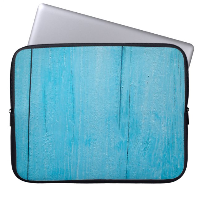 Achtergrondstructuur blauw hout laptop sleeve (Voorkant)