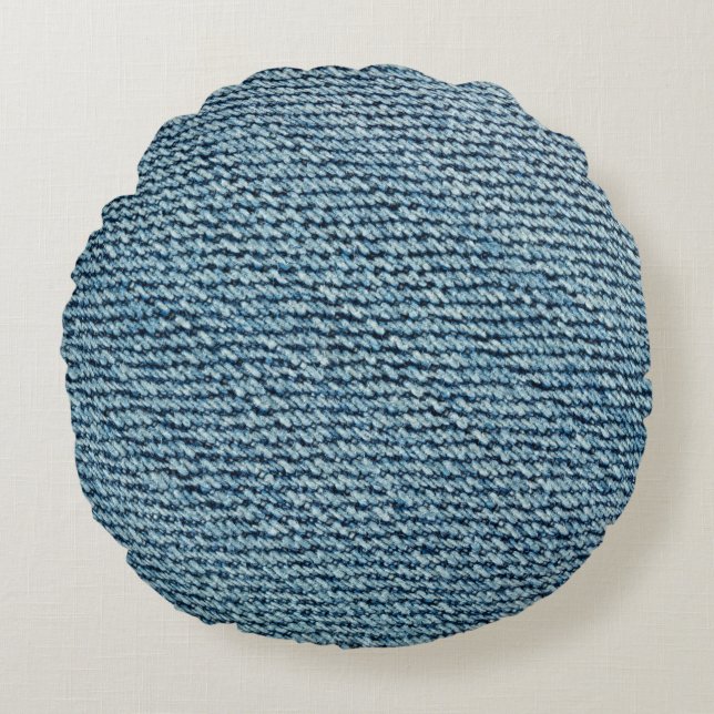 Achtergrondstructuur van de oude denimstof. abstra rond kussen (Voorkant)