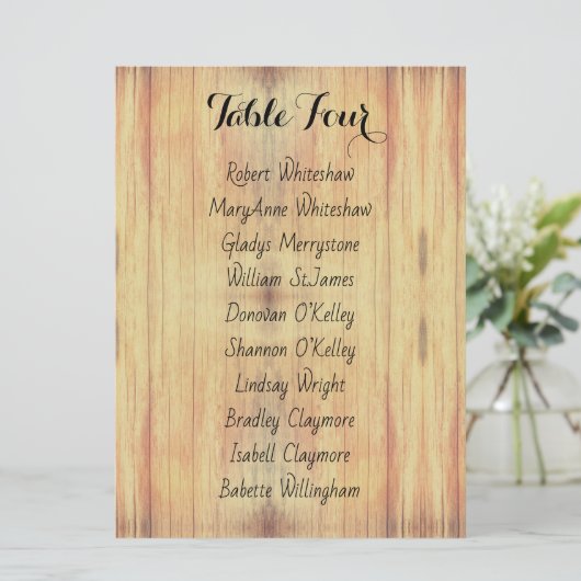 Achtergrondtabelnummer van hout programmakaart (Staand voorkant)