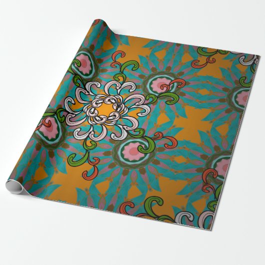 Achtergrondtextuur, behang, bloemthema in koel cadeaupapier (Uitgerold)