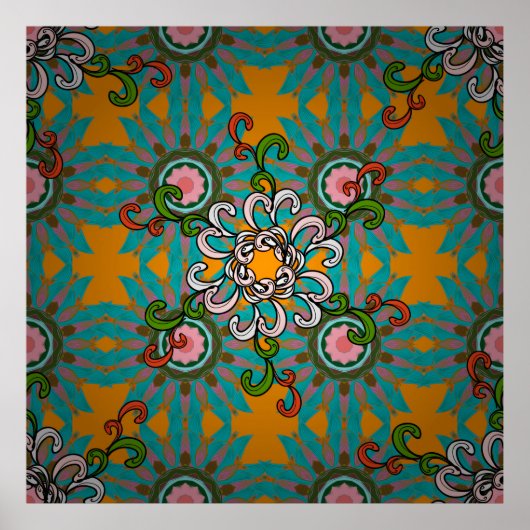 Achtergrondtextuur, behang, bloemthema in koel poster (Voorkant)