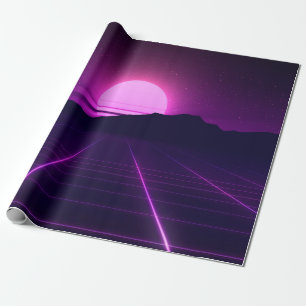 Achtergrondverlichting van 80 s met 3D-elementen Cadeaupapier