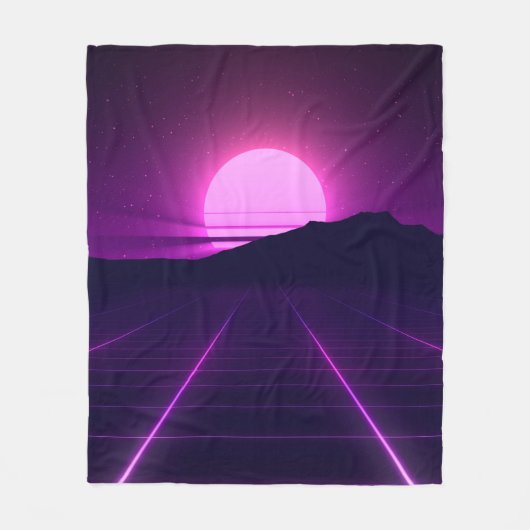 Achtergrondverlichting van 80 s met 3D-elementen Fleece Deken (Voorkant)
