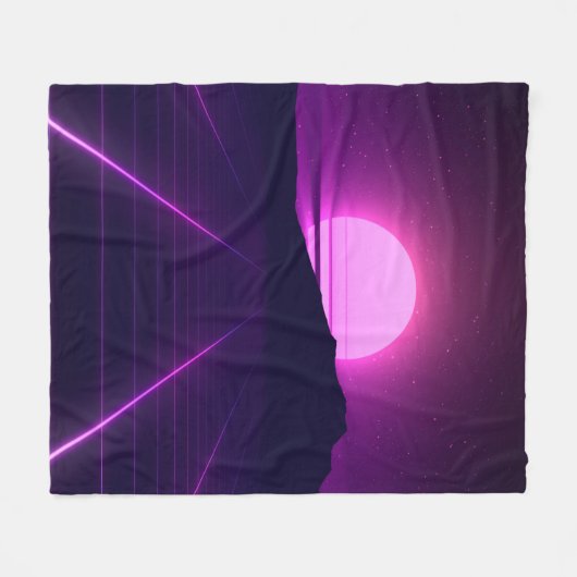 Achtergrondverlichting van 80 s met 3D-elementen Fleece Deken (Voorkant (Horizontaal))