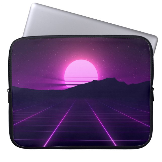 Achtergrondverlichting van 80 s met 3D-elementen Laptop Sleeve (Voorkant)