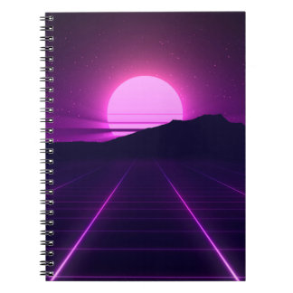 Achtergrondverlichting van 80 s met 3D-elementen Notitieboek