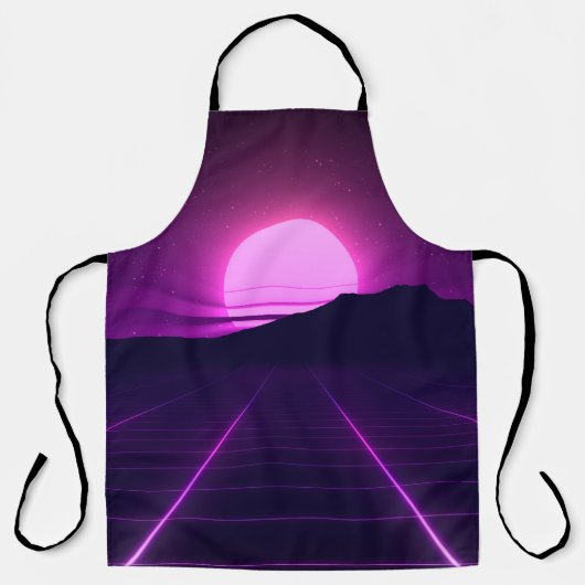 Achtergrondverlichting van 80 s met 3D-elementen Schort (Voorkant)