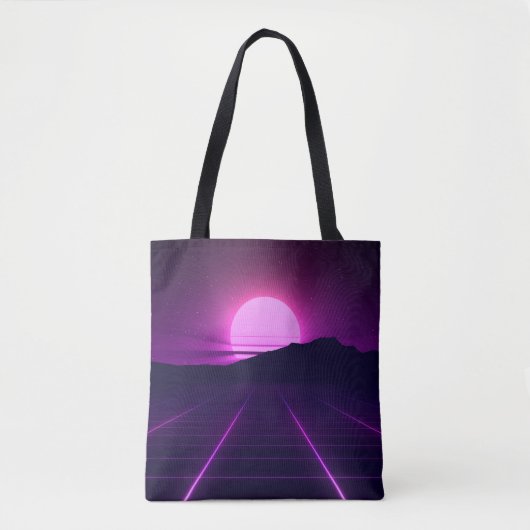 Achtergrondverlichting van 80 s met 3D-elementen Tote Bag (Voorkant)
