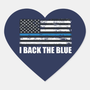Achterkant blauwe dun blauwe lijn VS vlag MAGA HEA Hart Sticker