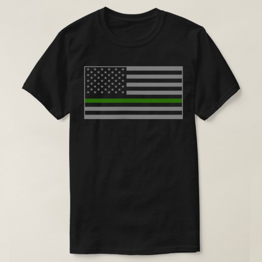 Achterkant groene groene lijn vlag militaire grens t-shirt (Design voorkant)