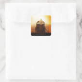 Achterkant hoofd met kroon vierkante sticker (Tas)