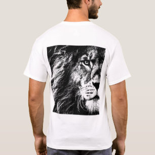 Achterkant ontwerp Pop Art Sjabloon Lion Face Mann T-shirt