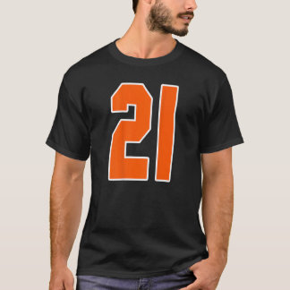 Achterkant Oranje Sport Blok Nummer 21 Voor Sport T-shirt