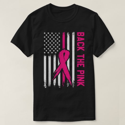 Achterkant roze Amerikaanse vlieglintkanker A T-shirt (Design voorkant)
