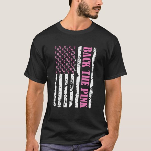 Achterkant roze borstkankersensibiliserende duifvl t-shirt (Voorkant)