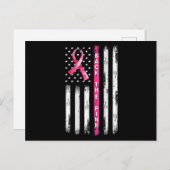 Achterkant roze lint Amerikaanse vlag borstkanker  Briefkaart (Voorkant / Achterkant)