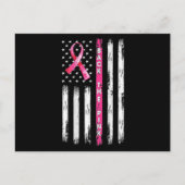 Achterkant roze lint Amerikaanse vlag borstkanker  Briefkaart (Voorkant)