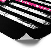 Achterkant roze lint Amerikaanse vlag borstkanker  Poster (Hoek)