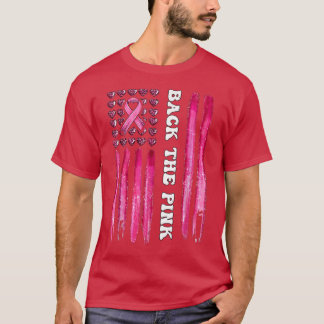 Achterkant roze roze lint Amerikaanse borstkas T-shirt
