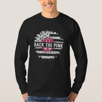 Achterkant roze zonnebloem Borstkanker T-shirt