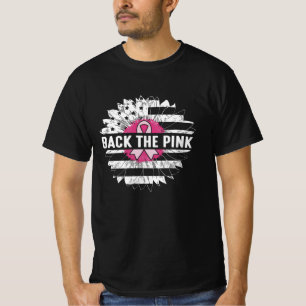 Achterkant roze zonnebloem Borstkanker T-shirt