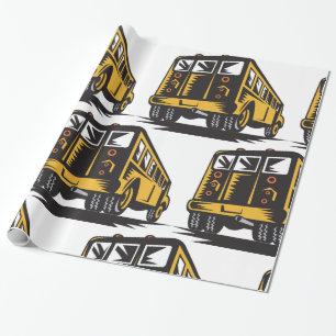 Achterkant schoolbus cadeaupapier