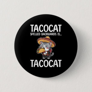 Achterkant tacocat is tacocatkat en taco ronde button 5,7 cm