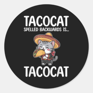 Achterkant tacocat is tacocatkat en taco ronde sticker