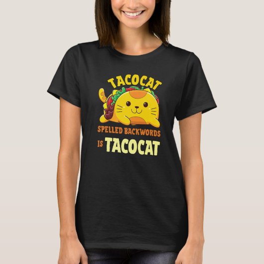 Achterkant tacocat is tacocatkat en taco t-shirt (Voorkant)