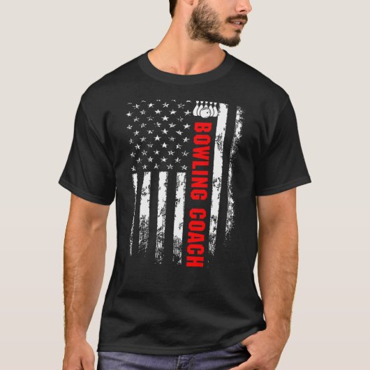 Achterkant van Amerikaanse vlag Bowling Coach T-shirt (Voorkant)