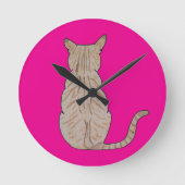 Achterkant van Cat Hot Pink Ronde Klok (Voorkant)