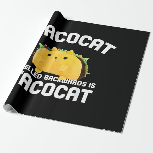 Achterkant van de takenkat is Taco Cat Cadeaupapier (Uitgerold)