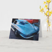 Achterkant van een Classic Sky Blue Chevy Stingray Kaart (Gele Bloem)