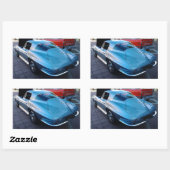 Achterkant van een Classic Sky Blue Chevy Stingray Rechthoekige Sticker (Vel)