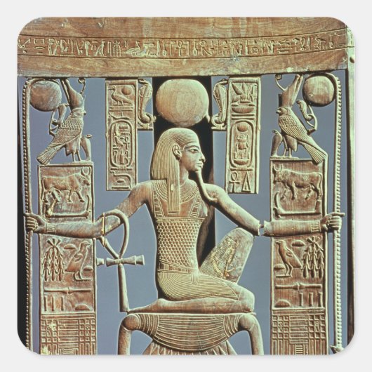 Achterkant van een stoel uit de graftombe van Tuta Vierkante Sticker (Voorkant)