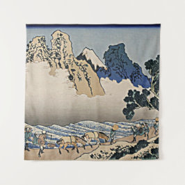 Achterkant van Fuji-berg vanaf Minobu-rivier Hokus Wandkleed