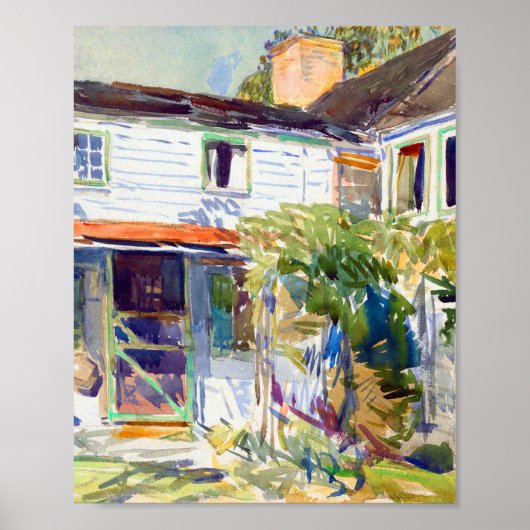Achterkant van het oude huis door Childe Hassam Poster (Voorkant)