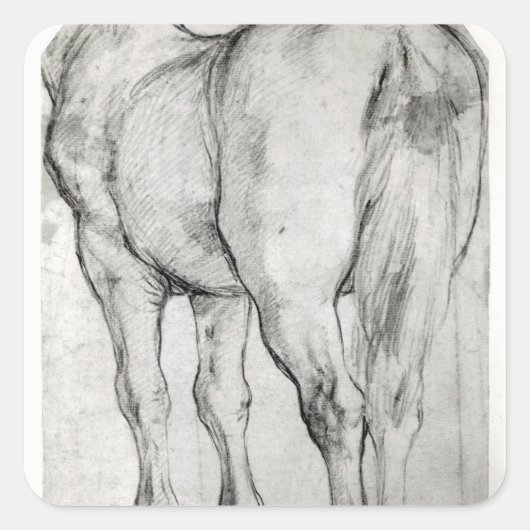 Achterkant van het paard vierkante sticker (Voorkant)
