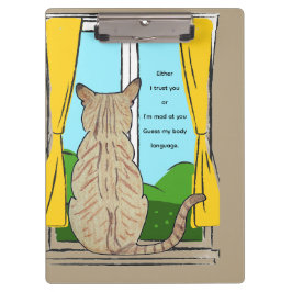 Achterkant van kattenvertrouwen of gek klembord