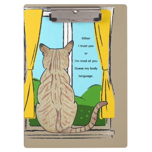Achterkant van kattenvertrouwen of gek  klembord (Voorkant)