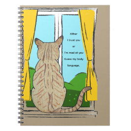 Achterkant van kattenvertrouwen of gek  notitieboek