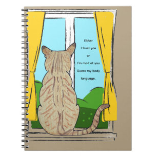 Achterkant van kattenvertrouwen of gek notitieboek