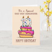 Achterkleindochter 10e verjaardag, Zoete Taart Kaart (Gele Bloem)